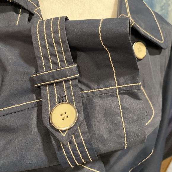 Dressbarn Jacket Coat Women's Medium Navy Blue White Button Peacoat Dress Career - Picture 4 of 11